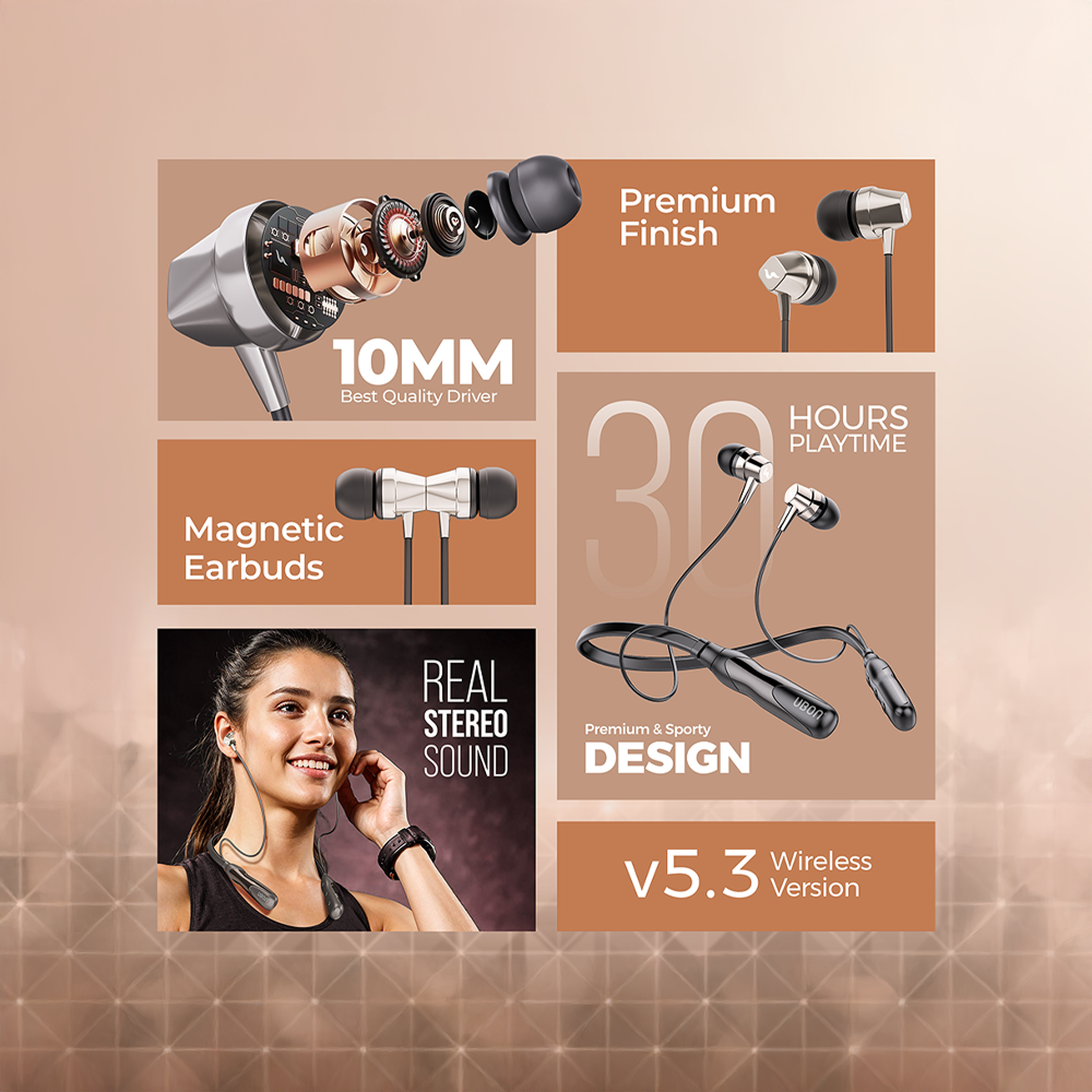 Ubon U6 Neckband Earphones (Black)