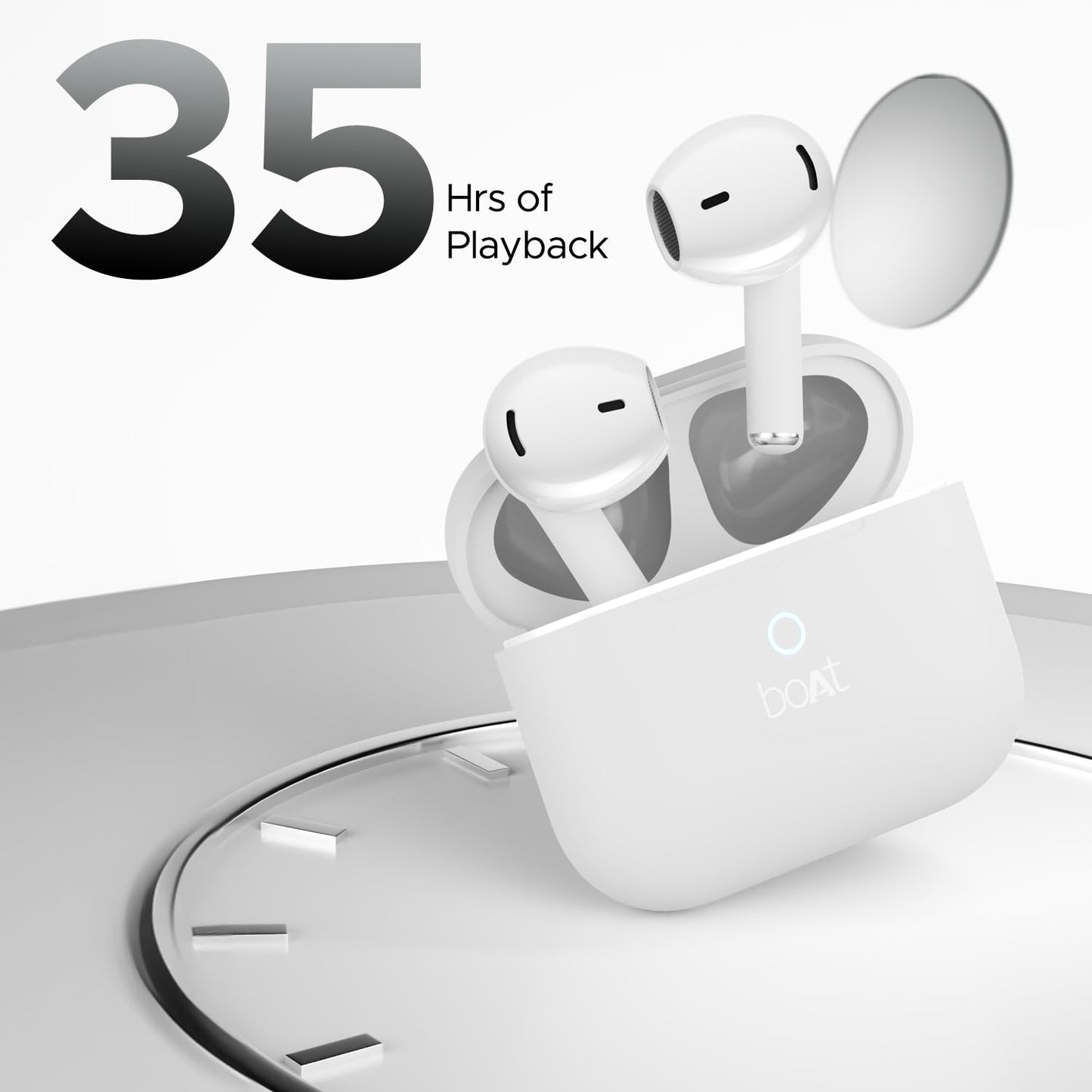 Boat Airdopes Joy, 35Hrs Battery, Fast Charge, IWP Tech, Low Latency, 2Mic ENx, Type-C Port, v5.3 Bluetooth Earbuds, TWS Ear Buds Wireless Earphones with mic(Jet Black)