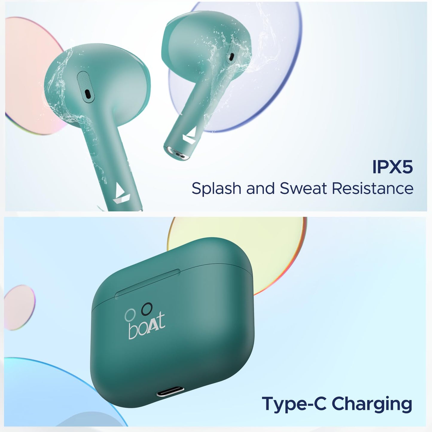 Boat Airdopes Joy, 35Hrs Battery, Fast Charge, IWP Tech, Low Latency, 2Mic ENx, Type-C Port, v5.3 Bluetooth Earbuds, TWS Ear Buds Wireless Earphones with mic(Jet Black)