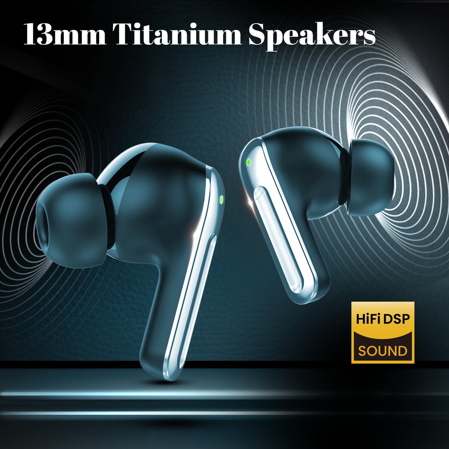 truke Mega 9 New Launch True Wireless in Ear Earbuds W/ 24-Bit Lossless Spatial Audio, 70H Battery Fast Charge Ear Buds, Leather Finish, 13mm Speakers TWS, 40ms Ultra Low Latency, 4Mics ENC