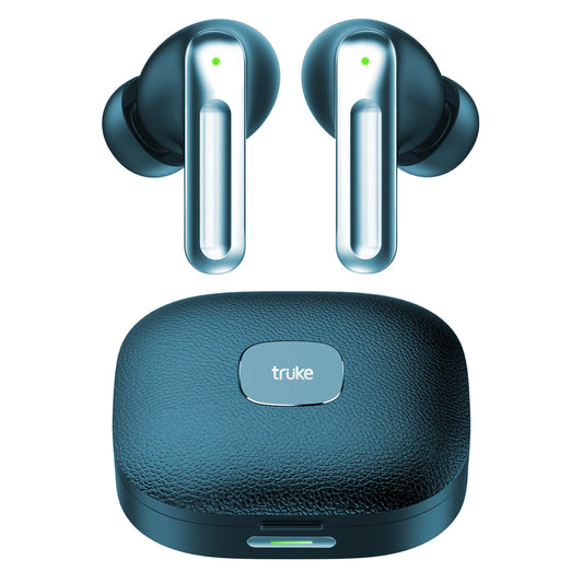 truke Mega 9 New Launch True Wireless in Ear Earbuds W/ 24-Bit Lossless Spatial Audio, 70H Battery Fast Charge Ear Buds, Leather Finish, 13mm Speakers TWS, 40ms Ultra Low Latency, 4Mics ENC