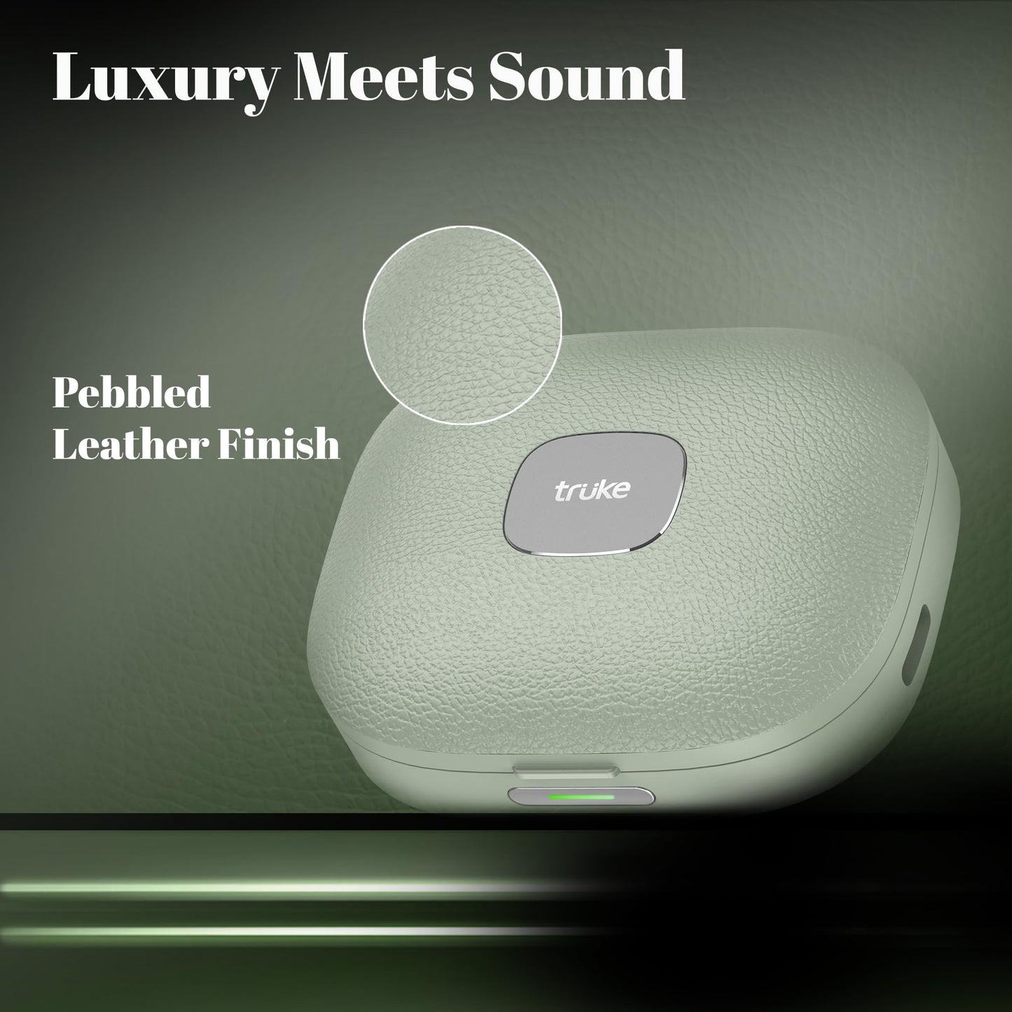 truke Mega 9 New Launch True Wireless in Ear Earbuds W/ 24-Bit Lossless Spatial Audio, 70H Battery Fast Charge Ear Buds, Leather Finish, 13mm Speakers TWS, 40ms Ultra Low Latency, 4Mics ENC
