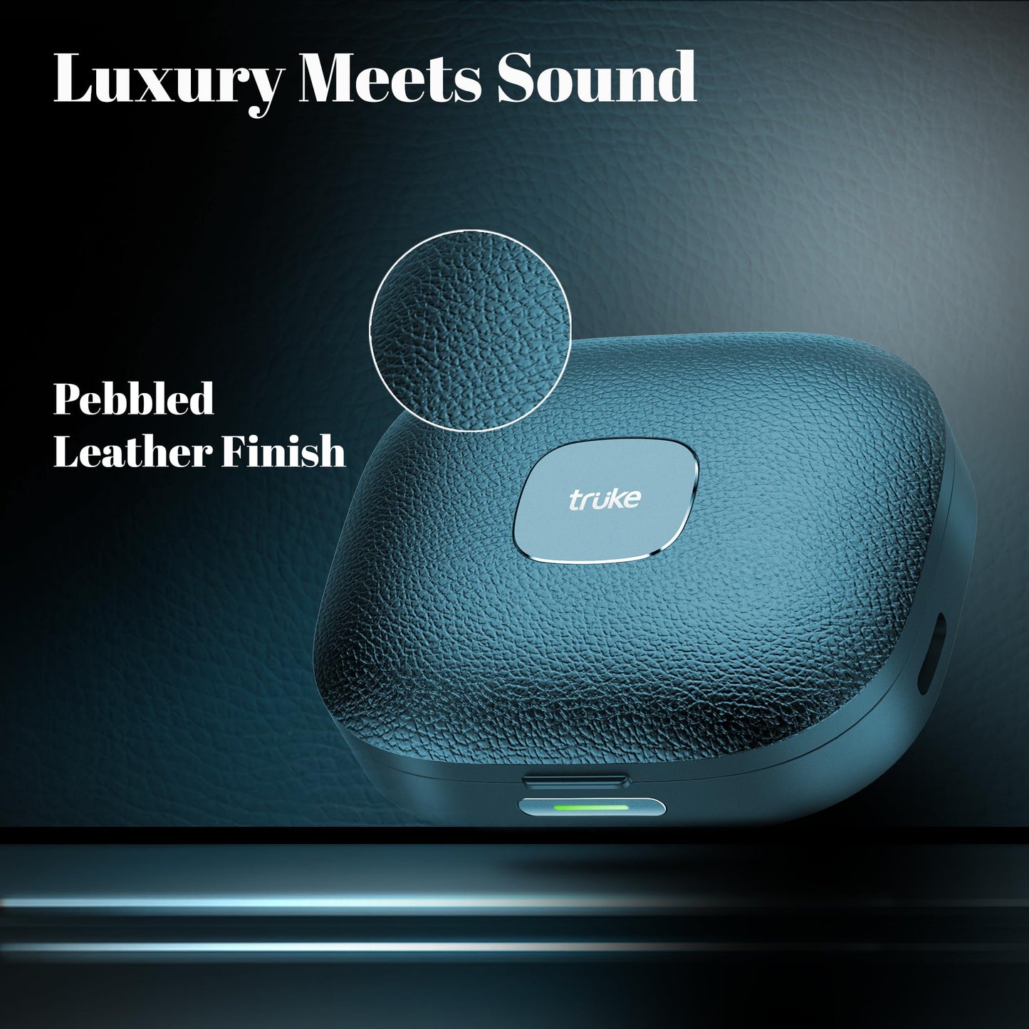 truke Mega 9 New Launch True Wireless in Ear Earbuds W/ 24-Bit Lossless Spatial Audio, 70H Battery Fast Charge Ear Buds, Leather Finish, 13mm Speakers TWS, 40ms Ultra Low Latency, 4Mics ENC