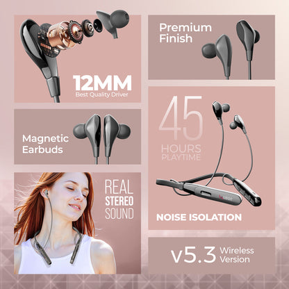 Ubon Quick Charge CL-50 ENC Wireless Neckband (Black)