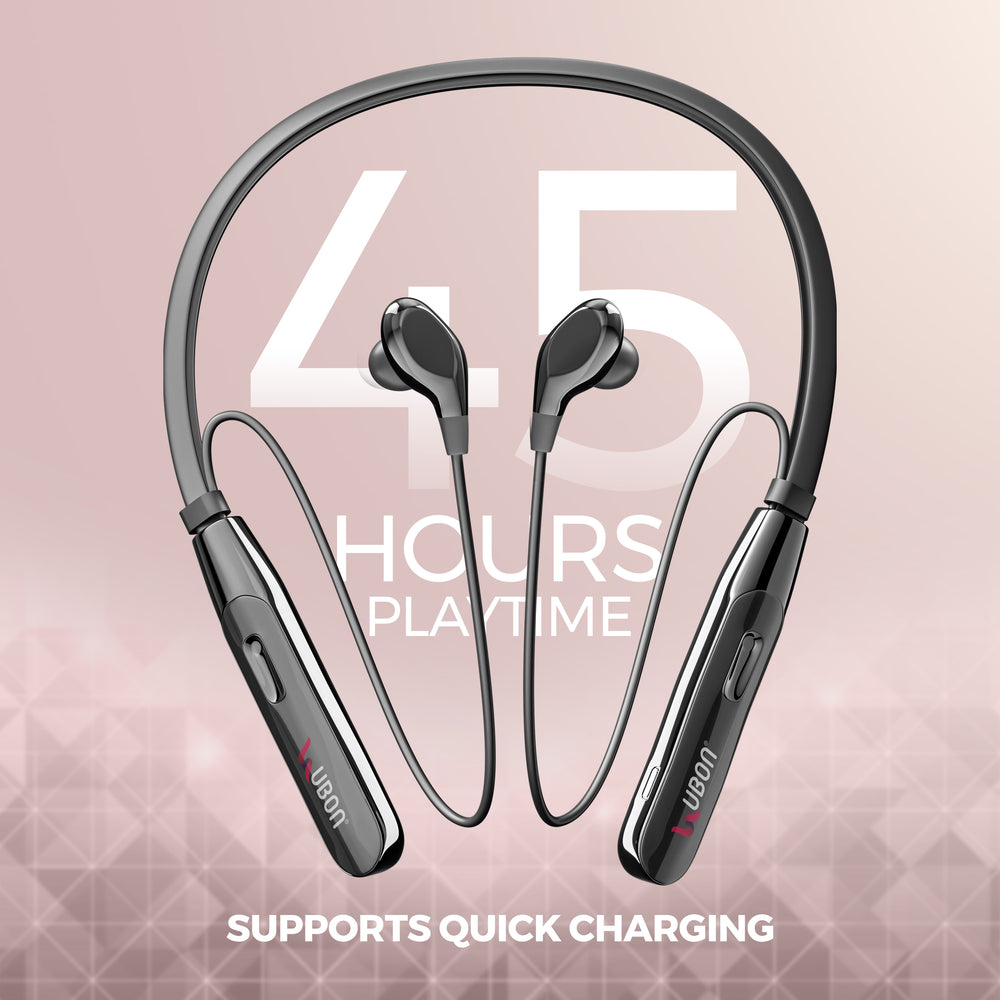 Ubon Quick Charge CL-50 ENC Wireless Neckband (Black)